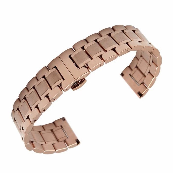 Brățară Metalică Auriu-Roz cu Închidere Deployant | Oțel Inoxidabil | 18mm, 20mm, 22mm, 24mm | Capete interschimbabile