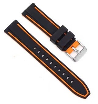 Curea de ceas neagra cu insertii orange 18mm 20mm 22mm 24mm WZ882