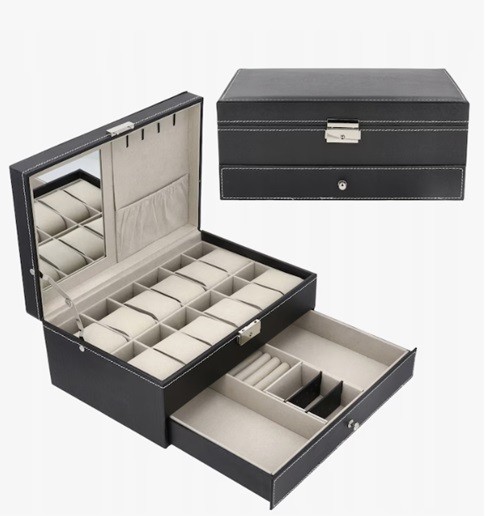 Caseta Organizator, Piele Ecologica, 12 Compartimente Pentru Ceasuri