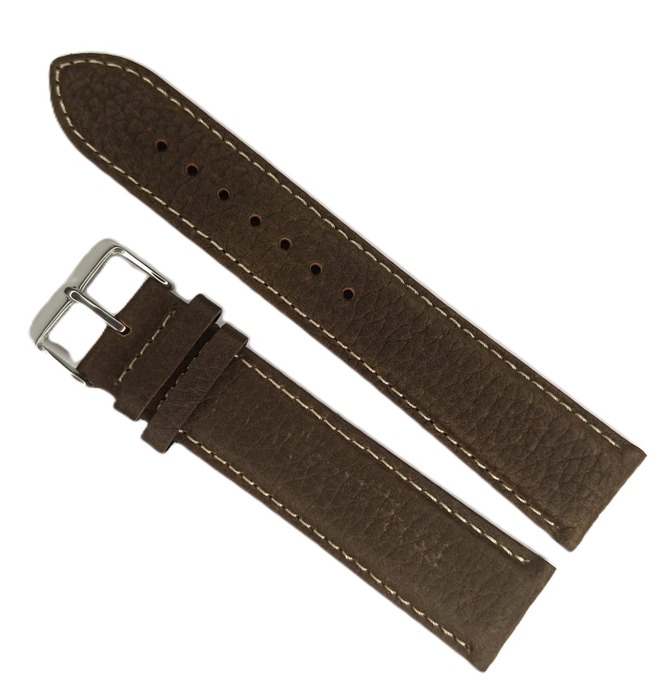 Curea Ceas „Maximus Espresso XL” 7K25 – Piele Maro Închis cu Cusătură Albă (20mm - 22mm)