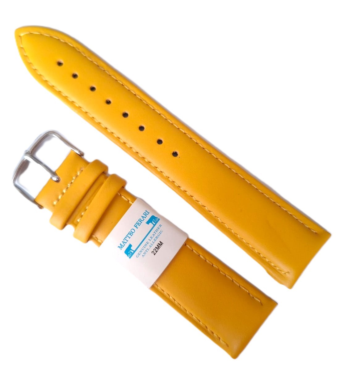 Curea Ceas din Piele Galbena 20mm 22mm