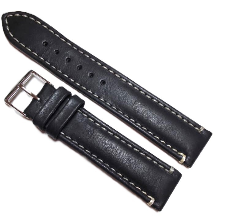 Curea Ceas „Fleurus Paris” – Piele de Vițel Neagra cu Cataramă Argintie (18mm - 22mm)
