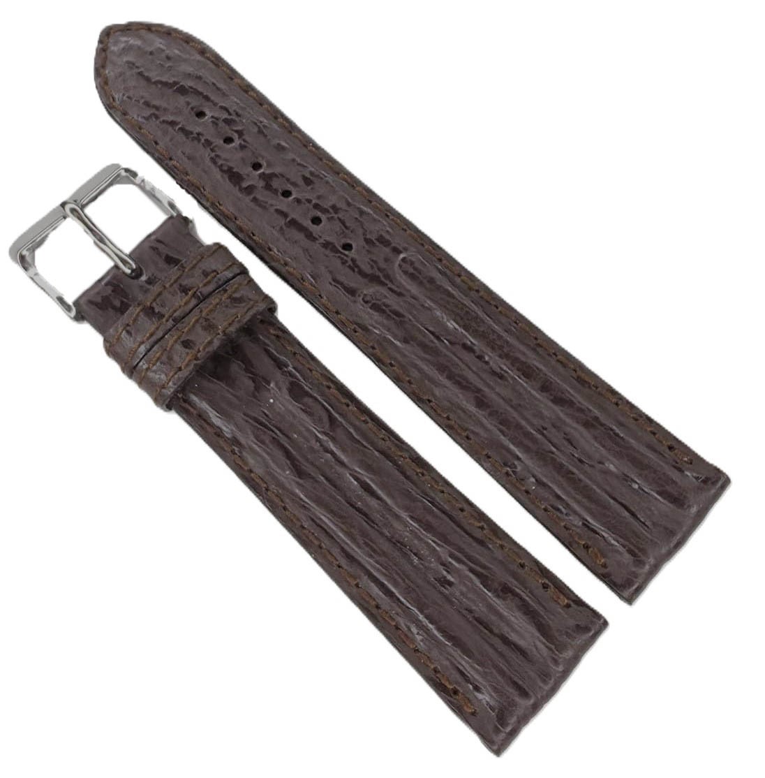 Curea Ceas „Mocha Shark” WZ2898 – Piele Veritabilă de Rechin, Maro Închis (12mm - 22mm)