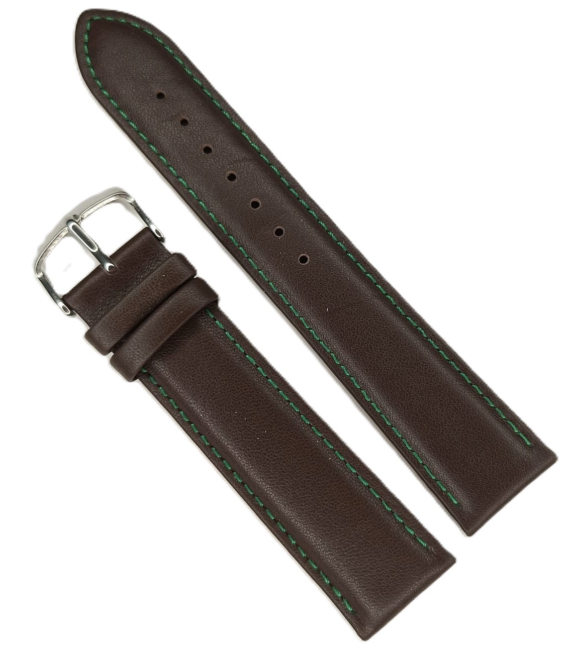 Curea Ceas Time Veranda – Piele Naturală Premium, Maro cu Cusătură Verde