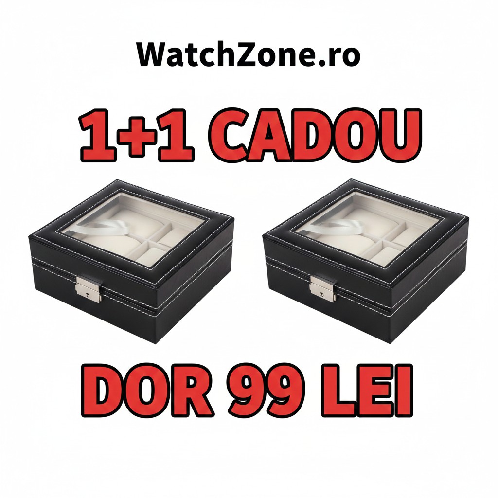 Ofertă Limitată: 1 + 1 CADOU – Casetă Depozitare 6 Ceasuri Piele Eco