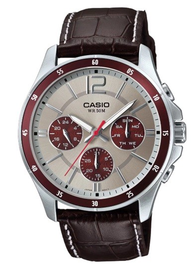 Ceas Casio MTP-1374L-7A1VDF Multifunction – Eleganță și Precizie în Design Roşu-Gri