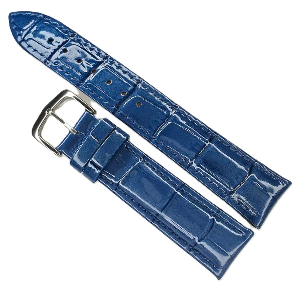 Curea Ceas Premium – Piele Naturală Albastră, Imprimeu Crocodil
