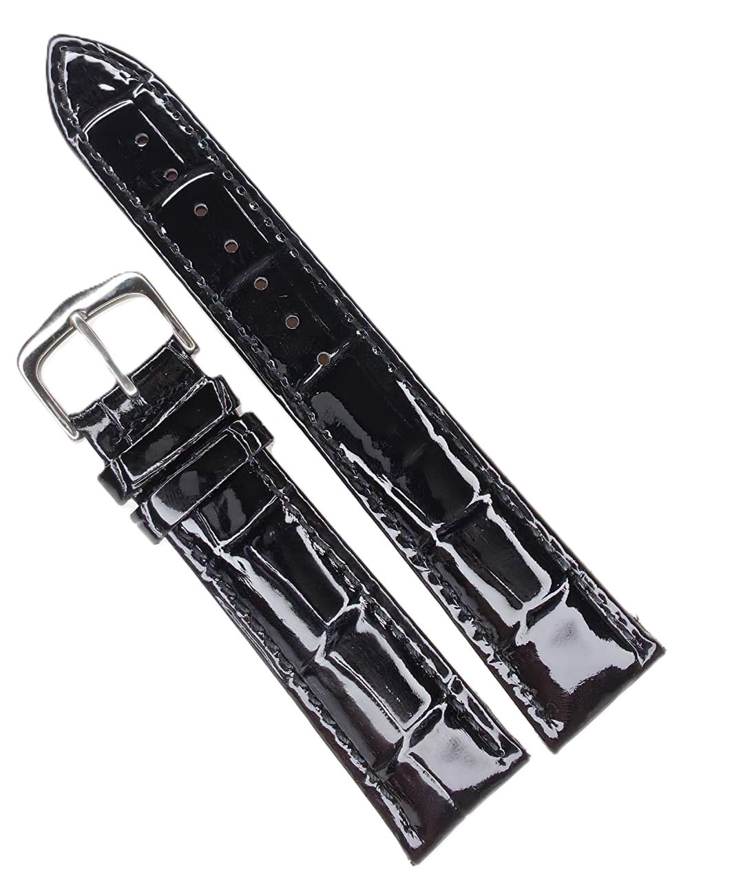 Curea Ceas Premium – Piele Naturală Neagră, Imprimeu Crocodil