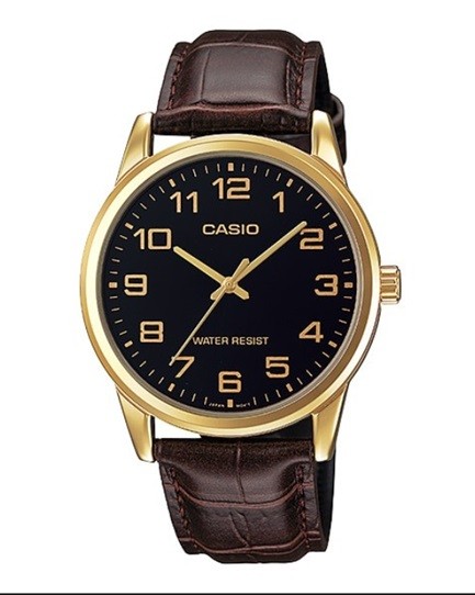 Ceas Bărbătesc Casio MTP-V001GL-1BUDF – Stil Retro cu Carcasă Aurie și Curea Piele Maro