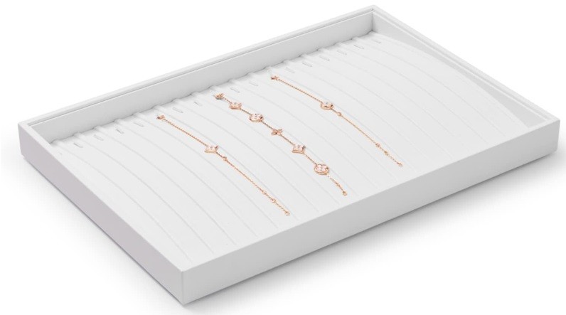 Tavă Organizatoare Oirlv – Premium White PU Leather, Specială pentru Brățări și Lanțuri