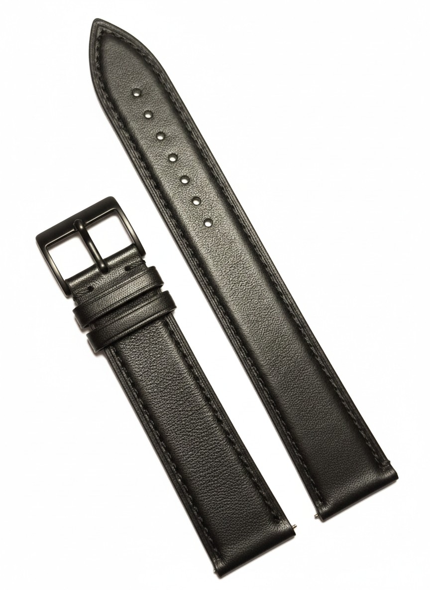 Curea Ceas Piele Naturală WZ5430 – Model XXL Negru Mat cu Cataramă Neagra