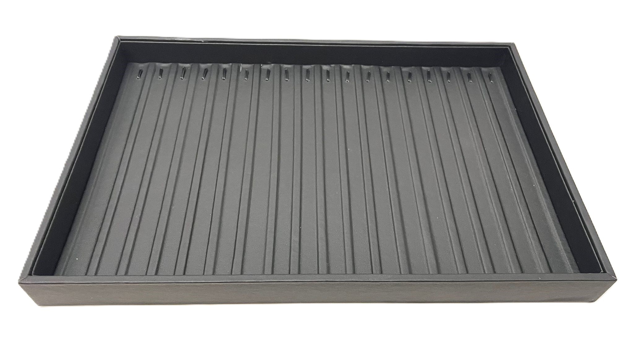 Organizator Bijuterii Premium „Royal Black” – Tavă Stackable din Piele Ecologică pentru Coliere și Brățări
