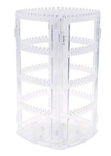 Organizator Bijuterii Rotativ 360° – Expozitor Vertical Crystal Clear cu 168 Orificii