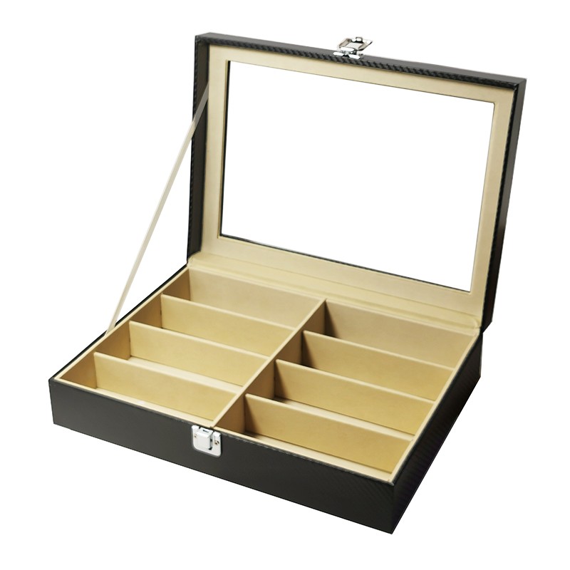 Casetă Ochelari 8 Spații WZ1966 – Design Modern cu Textură Carbon și Protecție Premium
