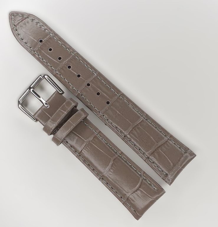 Curea Ceas Matteo Ferari – Piele Naturală Gri, Imprimeu Crocodil, 20mm