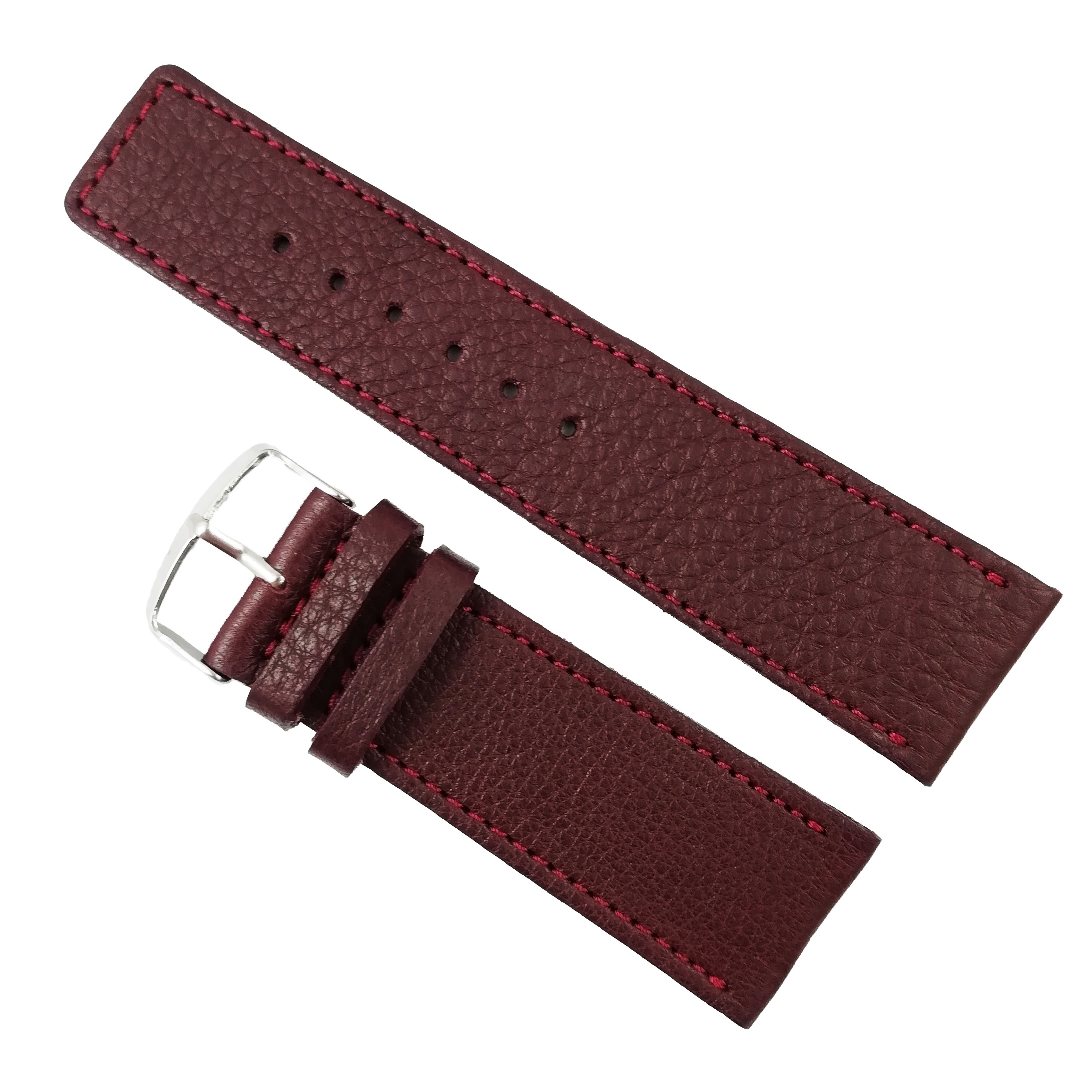 Curea ceas Piele Naturala Visinie Textura Bizonata XL 30mm | Handmade Romania