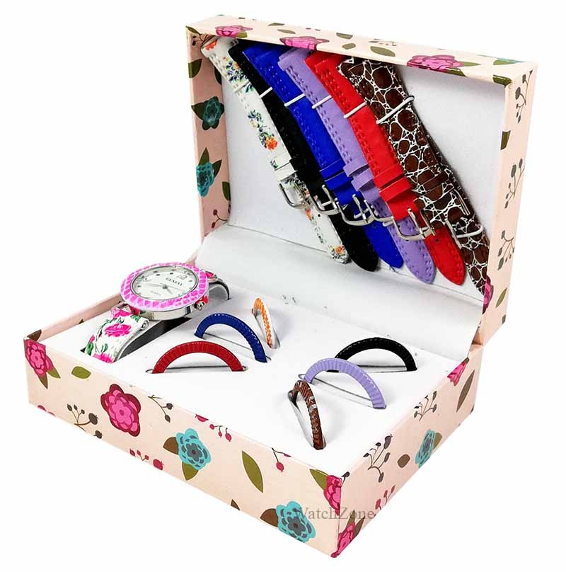 Ceas Dama Geneva Be Young - Set Complet (7 Curele + 7 Cadrane) WZ1477