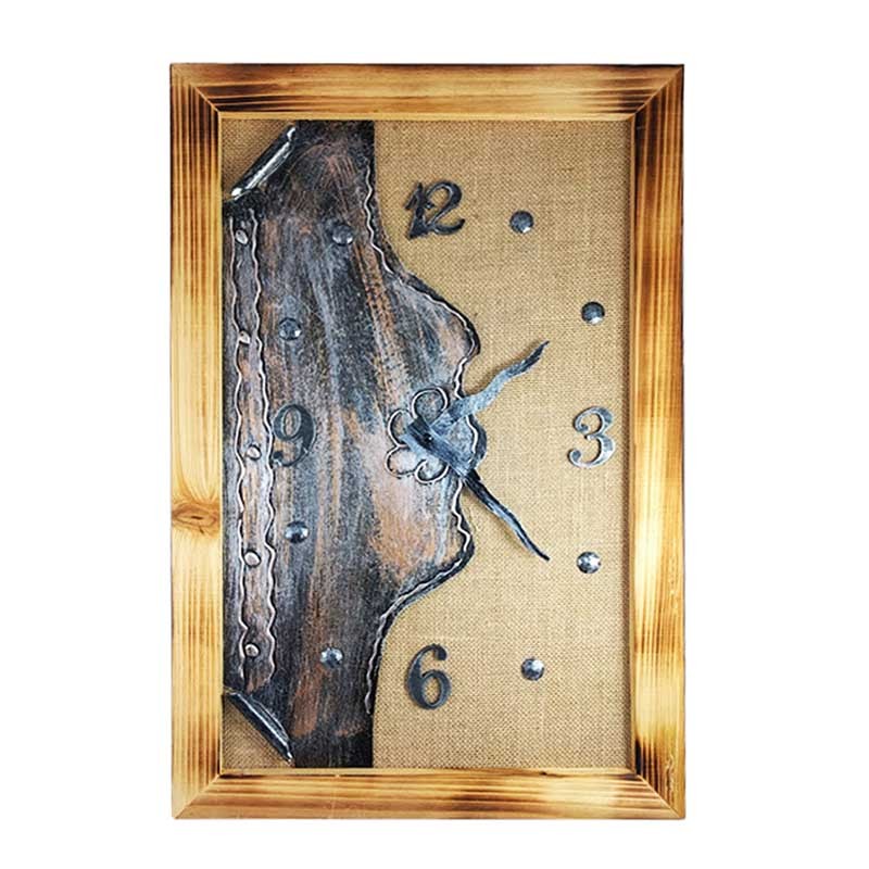 Ceas De Perete Tablou Abstract cu Ramă Din Lemn HG016