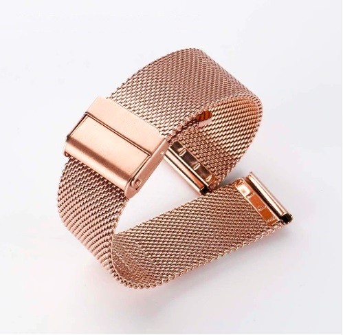Brățară Ceas Auriu Roze - Mesh Milaneză cu Siguranță - 14mm până la 24mm (WZ2987)