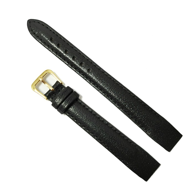 Curea pentru Ceasuri cu Anse Fixe (Telescop Sudat) – Piele Maro Închis – 12/10 mm – Lungime M (Damă) – Cataramă Aurie