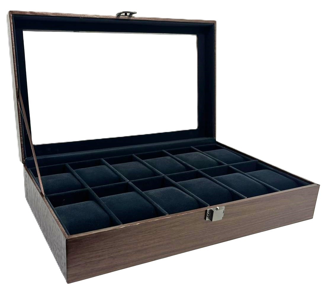 Cutie de Depozitare și Organizare Elegantă pentru 12 Ceasuri | CF-W54 | Maro| Watchzone